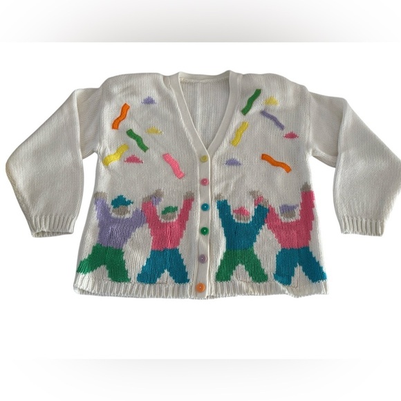 Vintage 1980’s knit cardigan party/ fun confetti - Picture 2 of 13